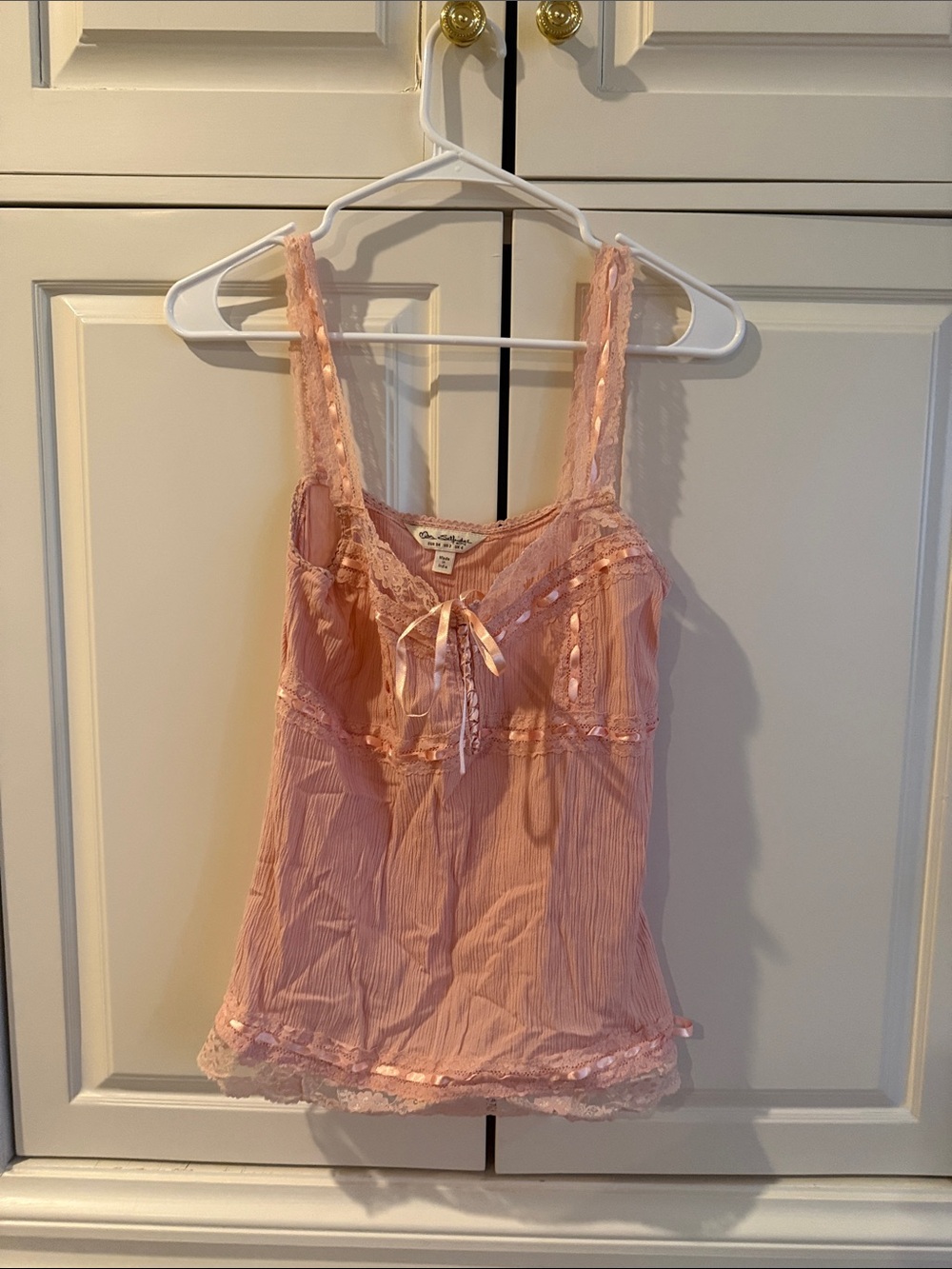 Pink Lace Trim Cami Tank Top